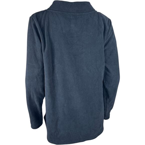 Denim & Co. Regular Fleece Crossover Neck Long Slv Tunic w/ Dolphin Hem Black S - Picture 8 of 13